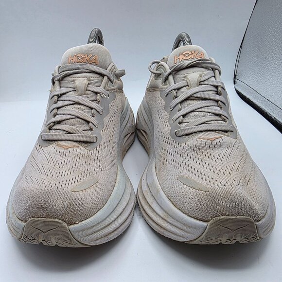 Hoka One One Bondi 8 Womens Size 8.5 B Gray White Athletic Running Shoes - Picture 2 of 13